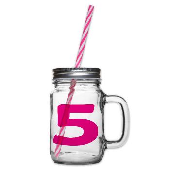 5. 5 JAHRE. 5-JÄHRIGES JUBILÄUM. 5-JÄHRIGES JUBILÄUM. 5. - Henkelglas mit Schraubdeckel - Klar - Rechts