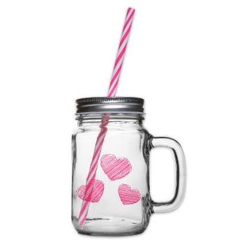 HERZ. HERZ. HEILIGER VALENTINSTAG. LIEBE. LIEBE. HERZ - Henkelglas mit Schraubdeckel - Klar - Rechts