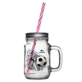 FINNLAND FUSSBALL FUSSBALL SPIELT T SHIRTS, GESCHENKE etc. - Henkelglas mit Schraubdeckel - Klar - Rechts