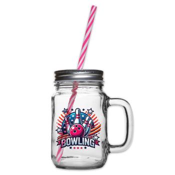 Bowling Logo - Glass jar with handle and screw cap - clear - Right