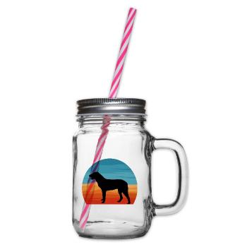 Cao De Castro Laboreiro Hund Silhouette Retro Sonne - Henkelglas mit Schraubdeckel - Klar - Rechts