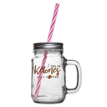 I Run On Ketones And Coffee Keto saying gift - Glass jar with handle and screw cap - clear - Right