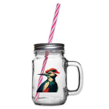 Specht Zeichentrickfigur Buntes Haustier Tier - Henkelglas mit Schraubdeckel - Klar - Rechts