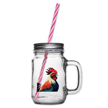 Coq Dessin Animé Personnage Animal De Compagnie Coloré - Bocal à boisson - transparent - Droite