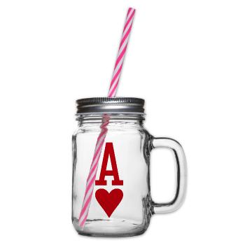 Poker Playing Card Heart As - Glass jar with handle and screw cap - clear - Right