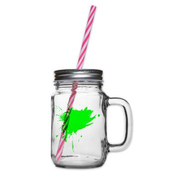 Fleck Bürste Farbe Gespritzt hellgrün Schmutz Grün - Henkelglas mit Schraubdeckel - Klar - Rechts