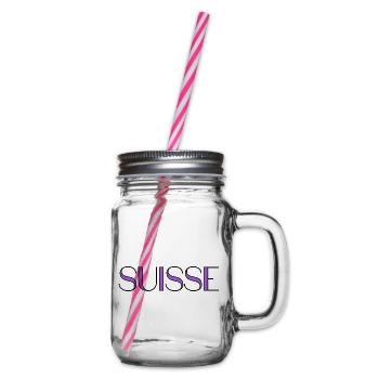 SWITZERLAND. COUNTRY. GENEVA. HUMOR. COUNTRY. FLAG - Glass jar with handle and screw cap - clear - Right