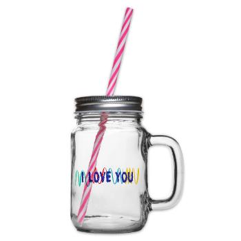 VALENTINSTAG. ICH LIEBE DICH. ICH LIEBE DICH. LIEBE. LIEBE - Henkelglas mit Schraubdeckel - Klar - Rechts
