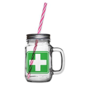 First Aid Medical Cross Sicherheitssymbol Vektor-Symbol - Henkelglas mit Schraubdeckel - Klar - Rechts