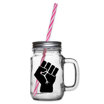 Raised Fist of Solidarity - Glass jar with handle and screw cap - clear - Right