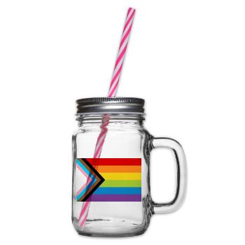 LGBT Pride Flag / Neue Regenbogen Progress Flagge - Henkelglas mit Schraubdeckel - Klar - Rechts