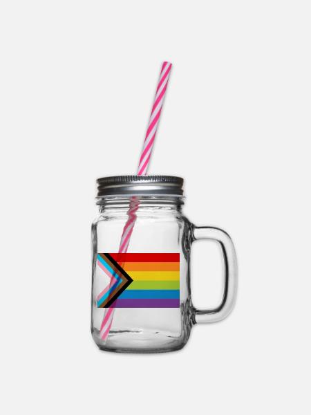Drapeau de la fierté LGBT / Nouveau drapeau de progrès arc-en-ciel - Bocal à boisson - transparent