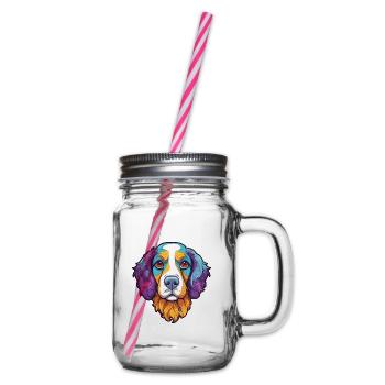 Cao de Castro Laboreiro Hunderasse Cartoon Kawaii I - Henkelglas mit Schraubdeckel - Klar - Rechts