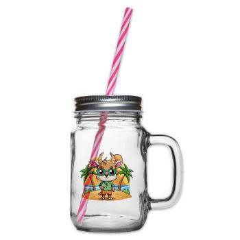 Antilope Lustige Cartoon Sommer Strand Sonnenbrille - Henkelglas mit Schraubdeckel - Klar - Rechts