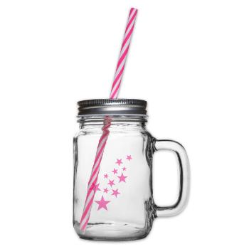 Stern Sternchen Muster Symbol Rosa - Henkelglas mit Schraubdeckel - Klar - Rechts