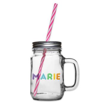 Marie Pastellfarbener Blockschriftzug - Henkelglas mit Schraubdeckel - Klar - Rechts