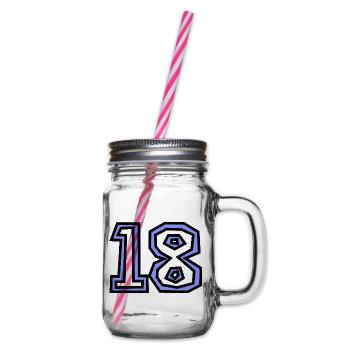 18. 18 JAHRE ALT. 18-JÄHRIGES JUBILÄUM. GEBURTSTAG 18 JAHRE. - Henkelglas mit Schraubdeckel - Klar - Rechts