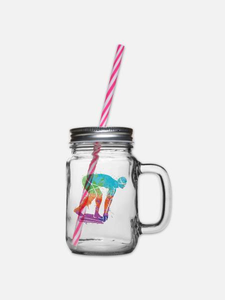 Schwimmen Schwimmer Mädchen Jungen Kinder Schwimm - Henkelglas mit Schraubdeckel - Klar
