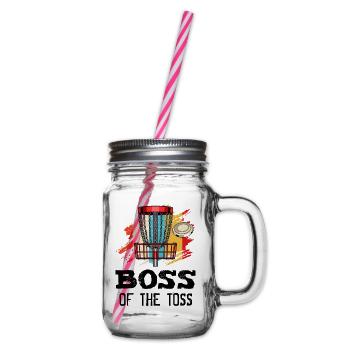 The Toss Discgolf Retro Frisbee Gift - Glass jar with handle and screw cap - clear - Right