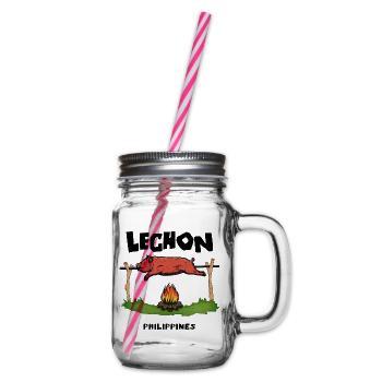 Lechon Philippines Suckling Pig Cebu Manila Gift - Glass jar with handle and screw cap - clear - Right