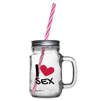 I love sex - Henkelglas mit Schraubdeckel - Klar - Rechts