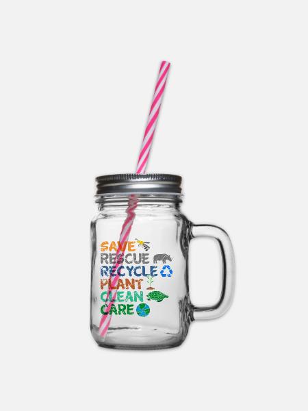 Umweltschützer Grüne Umweltschutz Spruch Öko - Henkelglas mit Schraubdeckel - Klar