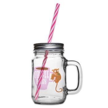 Kaffeepause Tarsierflüsterer Koffeintrinker - Henkelglas mit Schraubdeckel - Klar - Rechts