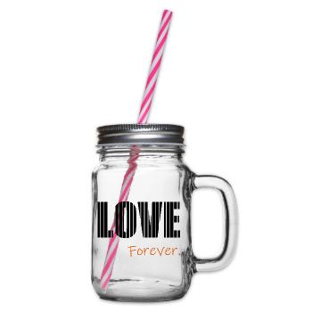 ICH LIEBE DICH. ICH LIEBE DICH. LIEBE. LIEBE. HERZ. - Henkelglas mit Schraubdeckel - Klar - Rechts