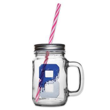 NR. 8 NUMMER 8 BLAU WEIß 8. GEBURTSTAG - Henkelglas mit Schraubdeckel - Klar - Rechts