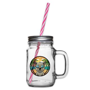 Pumi Dog Breed Cartoon Sunglasses Beach - Glass jar with handle and screw cap - clear - Right