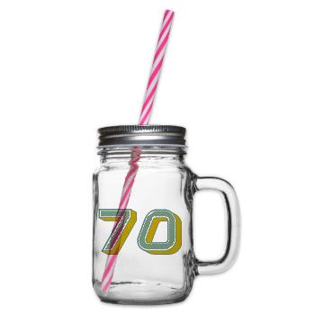 70. 70 YEARS. 70th ANNIVERSARY. 70 YEARS ANNIVERSARY. - Glass jar with handle and screw cap - clear - Right