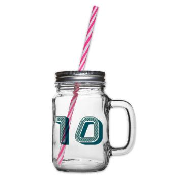 10. 10 YEARS. 10th ANNIVERSARY. 10 YEAR ANNIVERSARY. - Glass jar with handle and screw cap - clear - Right