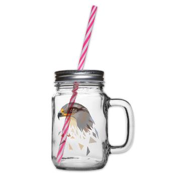 Adler geometrisch Low Poly Adlerkopf - Henkelglas mit Schraubdeckel - Klar - Rechts