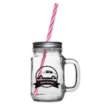 500 - Glass jar with handle and screw cap - clear - Right