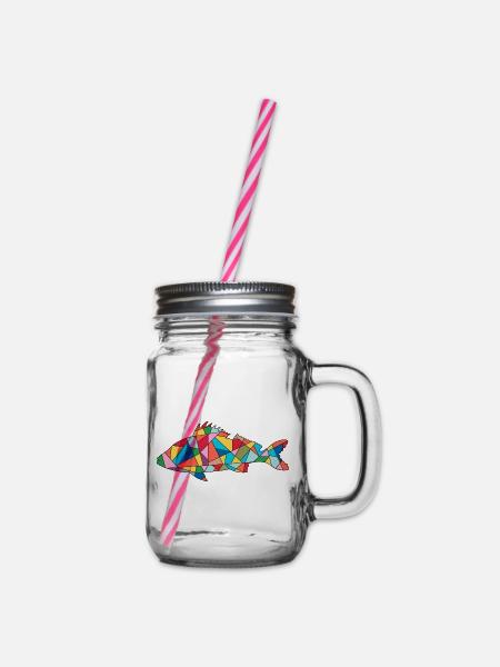 Barsch Angler Design Barschangeln Barsche Angeln - Henkelglas mit Schraubdeckel - Klar