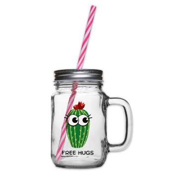 free hugs cactus - Henkelglas mit Schraubdeckel - Klar - Rechts