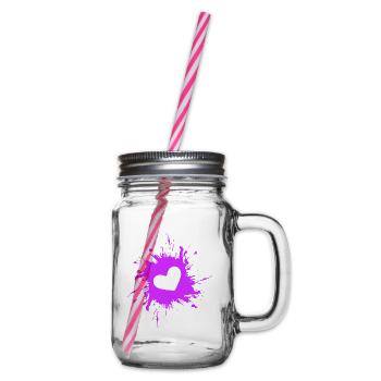 Herz Fleck Tinte Lila - Henkelglas mit Schraubdeckel - Klar - Rechts