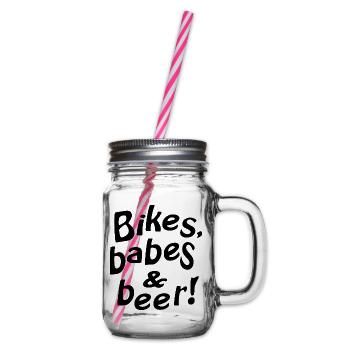 bikes babes beer - Henkelglas mit Schraubdeckel - Klar - Rechts