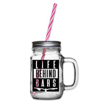MOUNTAINBIKE life behind bars - Henkelglas mit Schraubdeckel - Klar - Rechts