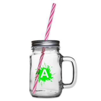 Team A Buchstabe A Anfangsbuchtabe - Henkelglas mit Schraubdeckel - Klar - Rechts