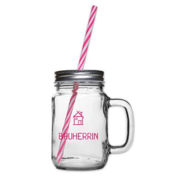 Bauherr Baumeister Hausbau Bauherrin Geschenk - Henkelglas mit Schraubdeckel - Klar - Rechts