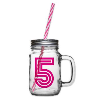 5. 5 JAHRE. 5-JÄHRIGES JUBILÄUM. 5-JÄHRIGES JUBILÄUM. 5. - Henkelglas mit Schraubdeckel - Klar - Rechts