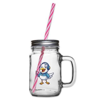 Mouette Funny Cartoon Character Musique de casque - Bocal à boisson - transparent - Droite