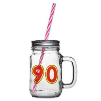 90. 90 ANS. 90e ANNIVERSAIRE. ANNIVERSAIRE 90 ANS. - Bocal à boisson - transparent - Droite