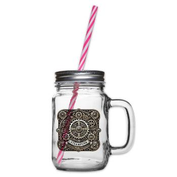 Steampunk Logo - Glass jar with handle and screw cap - clear - Right