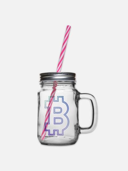 Bitcoin bitcoin BITCOIN Bitcoins bitcoins - Henkelglas mit Schraubdeckel - Klar