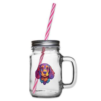 Portugiesischer Wachhund Rasse Cartoon Kawaii Illus - Henkelglas mit Schraubdeckel - Klar - Rechts