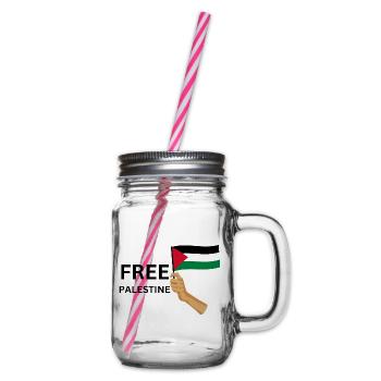 FREE PALASTINE | Gaza | Demonstration - Henkelglas mit Schraubdeckel - Klar - Rechts