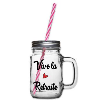 RETIREMENT. HAPPY RETIREMENT. HAPPY RETIREMENT - Glass jar with handle and screw cap - clear - Right