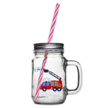 Fire engine with ladder and water children - Glass jar with handle and screw cap - clear - Right
